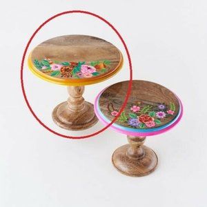 13" Hand Painted Wood Floral Cake Stand!!! NEW!!!